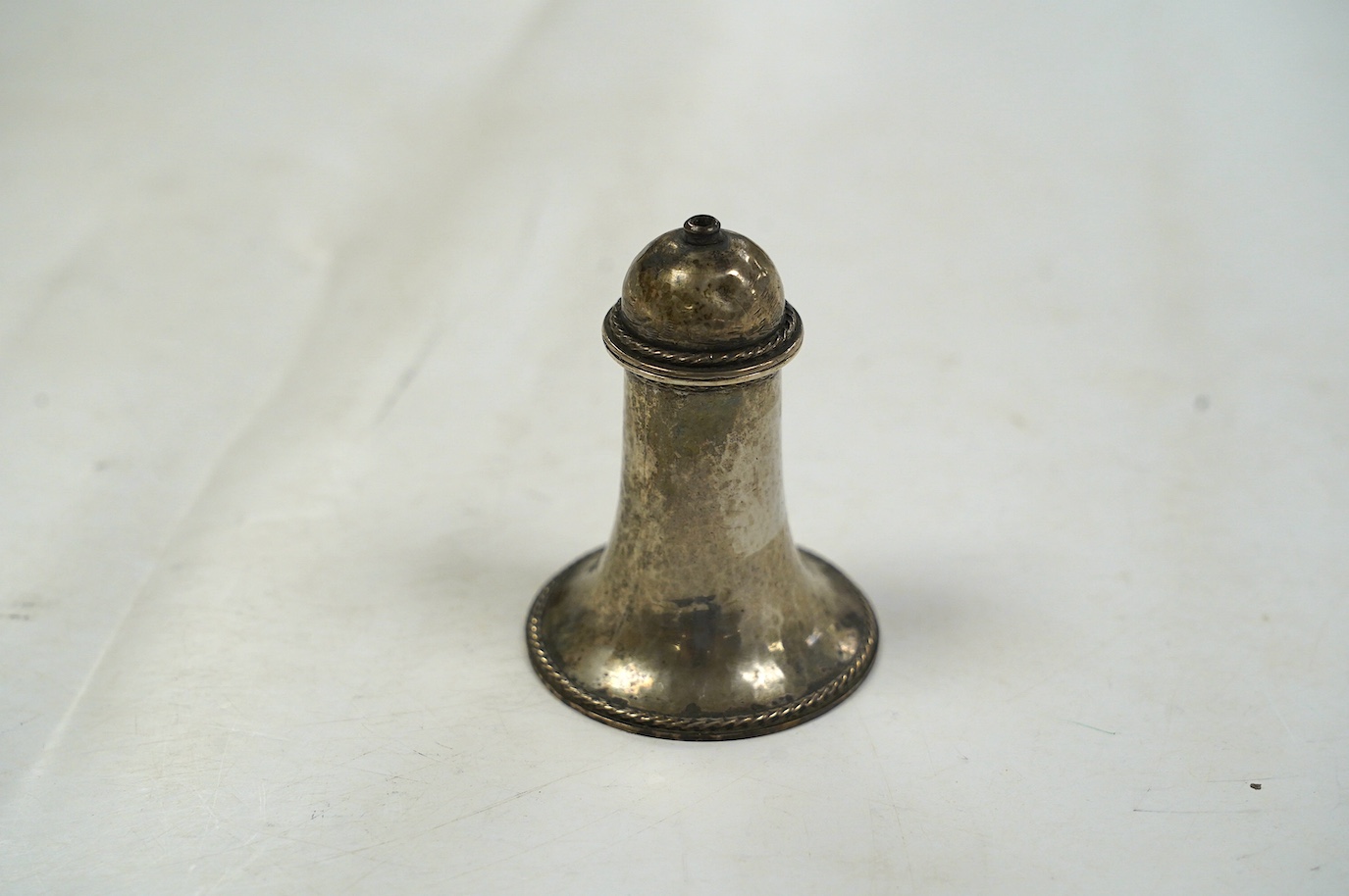 A George VI Arts & Crafts planished silver salt condiment by Omar Ramsden, London, 1837, 65mm. Condition - fair